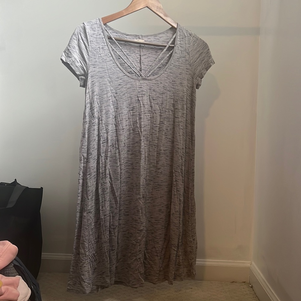 Tshirt dress with cross over neckline